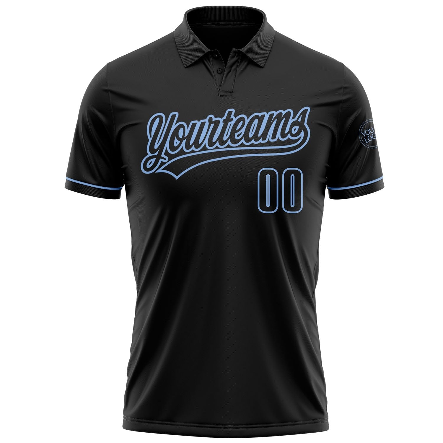 Custom Black Black-Light Blue Performance Vapor Golf Polo Shirt photo 2
