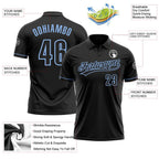 Custom Black Black-Light Blue Performance Vapor Golf Polo Shirt photo 3