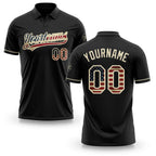Custom Black Vintage USA Flag-Cream Performance Vapor Golf Polo Shirt