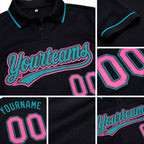 Custom Black Pink-Teal Performance Vapor Golf Polo Shirt detail