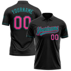 Custom Black Pink-Teal Performance Vapor Golf Polo Shirt photo 1