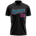 Custom Black Pink-Teal Performance Vapor Golf Polo Shirt photo 2