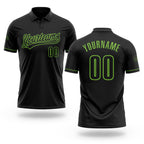 Custom Black Black-Neon Green Performance Vapor Golf Polo Shirt