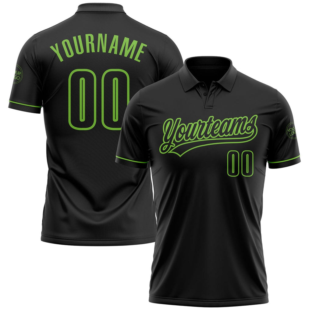 Custom Black Black-Neon Green Performance Vapor Golf Polo Shirt photo 1
