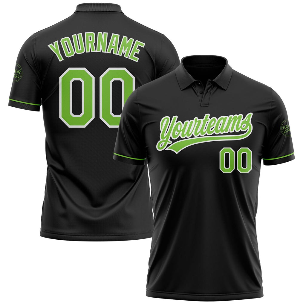 Custom Black Neon Green-White Performance Vapor Golf Polo Shirt photo 1