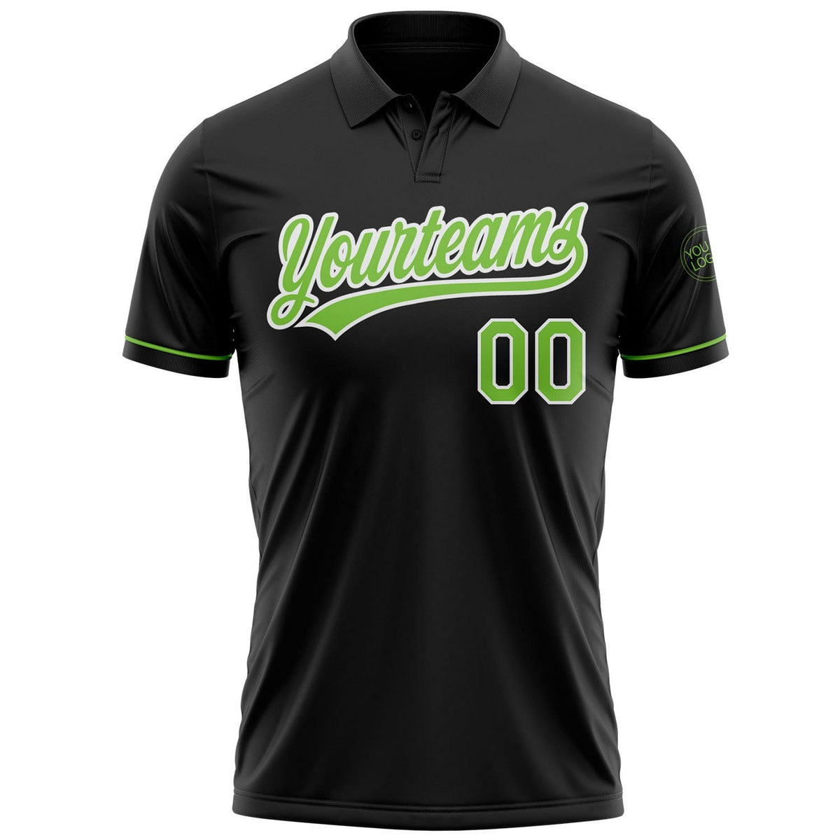 Custom Black Neon Green-White Performance Vapor Golf Polo Shirt photo 2