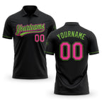 Custom Black Pink-Neon Green Performance Vapor Golf Polo Shirt
