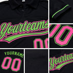 Custom Black Pink-Neon Green Performance Vapor Golf Polo Shirt detail