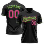 Custom Black Pink-Neon Green Performance Vapor Golf Polo Shirt photo 1