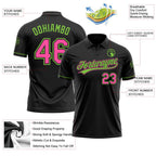 Custom Black Pink-Neon Green Performance Vapor Golf Polo Shirt photo 3