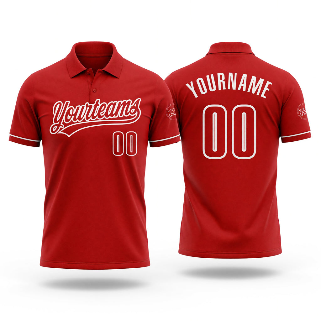Custom Red White Performance Vapor Golf Polo Shirt