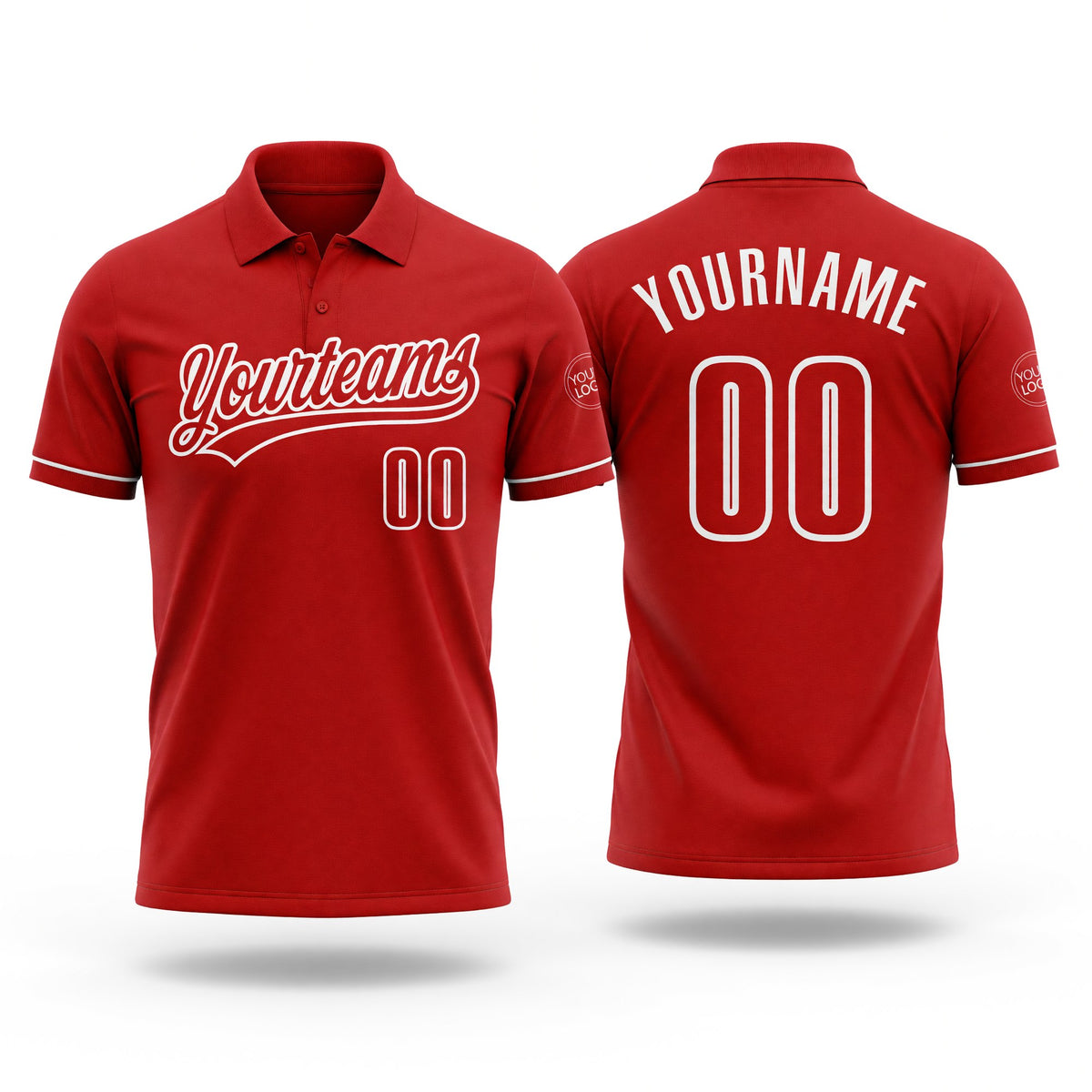 Custom Red White Performance Vapor Golf Polo Shirt