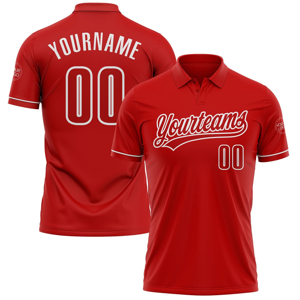 Custom Red White Performance Vapor Golf Polo Shirt photo 1