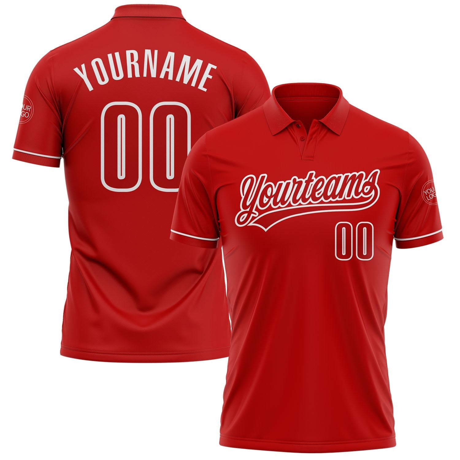 Custom Red White Performance Vapor Golf Polo Shirt photo 1