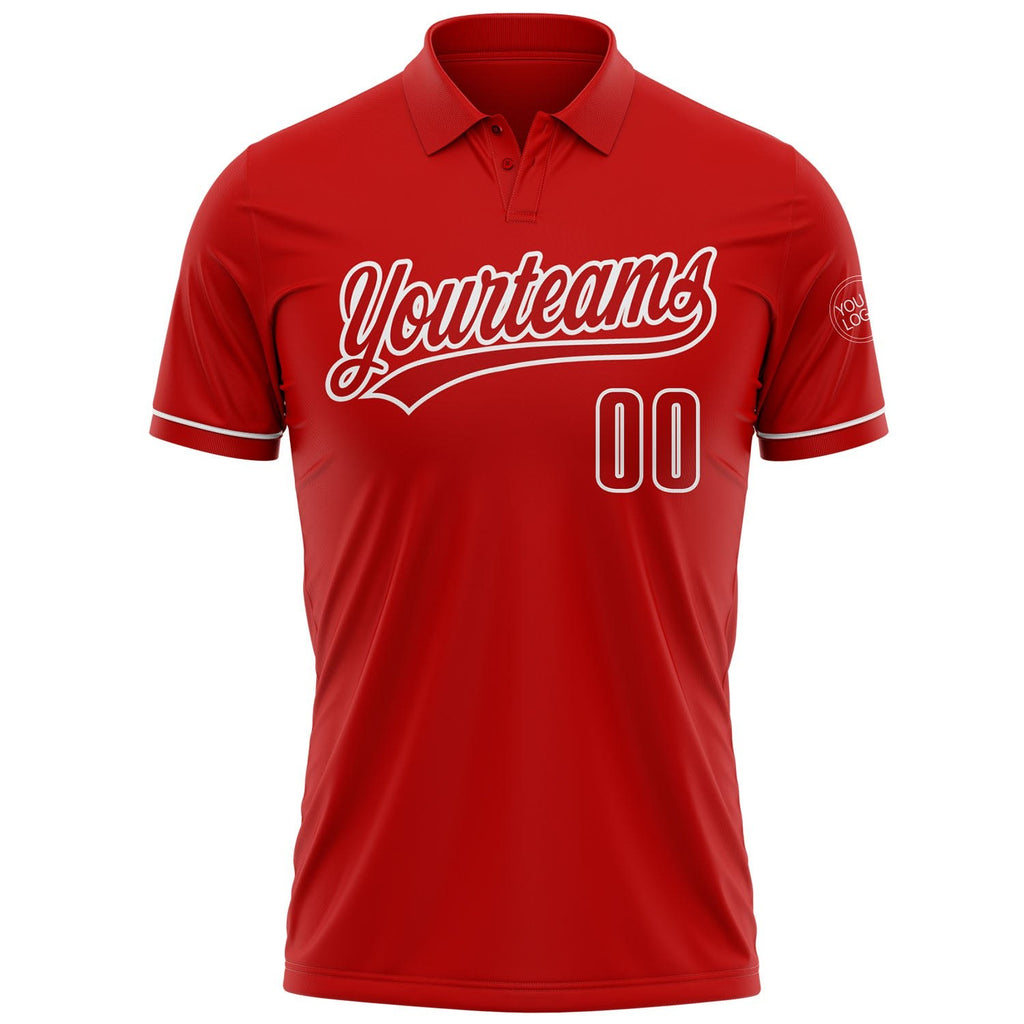 Custom Red White Performance Vapor Golf Polo Shirt photo 2