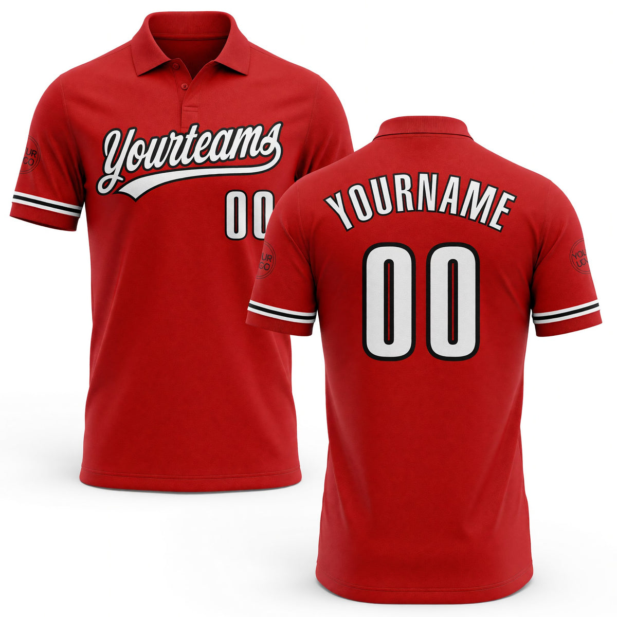 Custom Red White-Black Performance Vapor Golf Polo Shirt