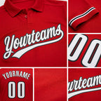 Custom Red White-Black Performance Vapor Golf Polo Shirt detail