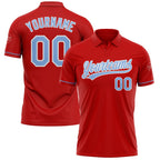 Custom Red Light Blue-White Performance Vapor Golf Polo Shirt photo 1