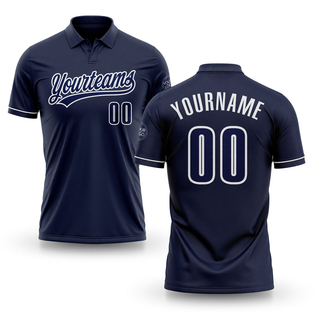 Custom Navy Navy-White Performance Vapor Golf Polo Shirt