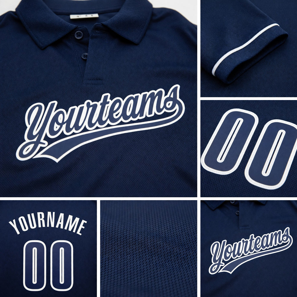 Custom Navy Navy-White Performance Vapor Golf Polo Shirt detail