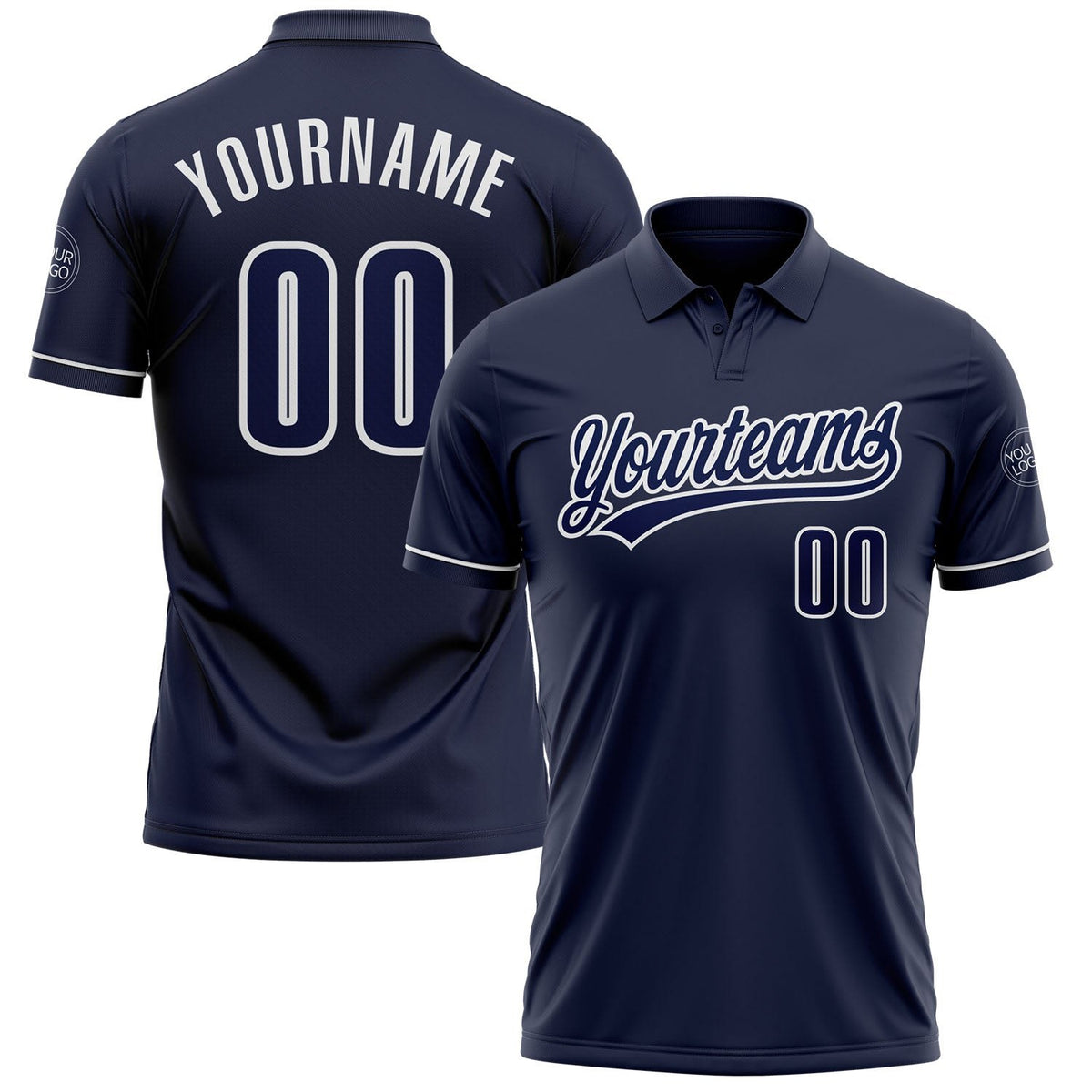 Custom Navy Navy-White Performance Vapor Golf Polo Shirt photo 1