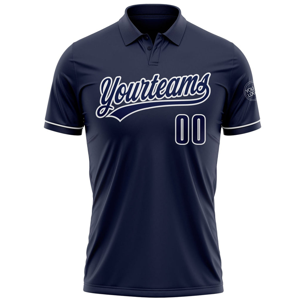 Custom Navy Navy-White Performance Vapor Golf Polo Shirt photo 2