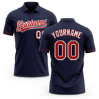 Custom Navy Red-White Performance Vapor Golf Polo Shirt