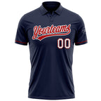 Custom Navy Red-White Performance Vapor Golf Polo Shirt photo 2