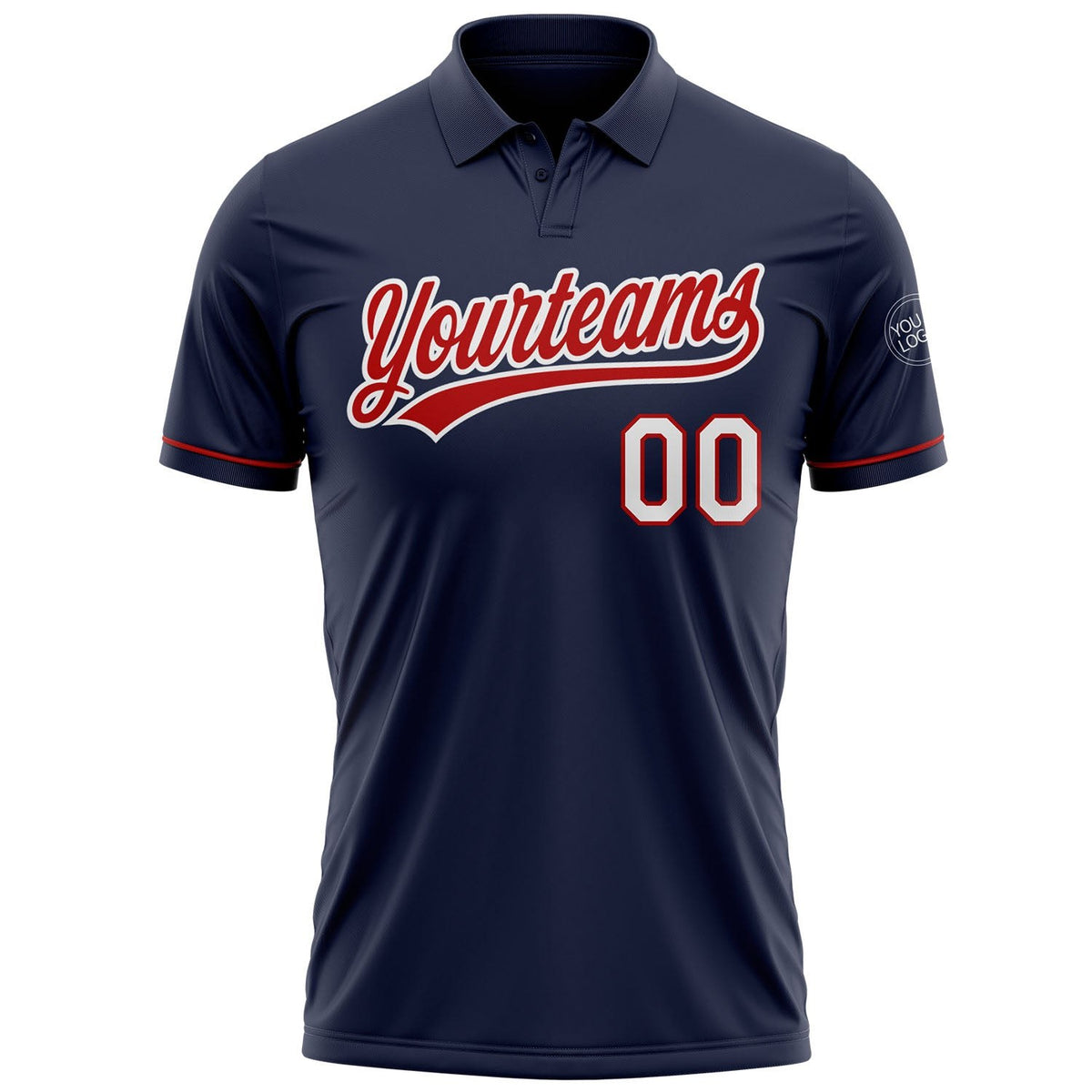 Custom Navy Red-White Performance Vapor Golf Polo Shirt photo 2
