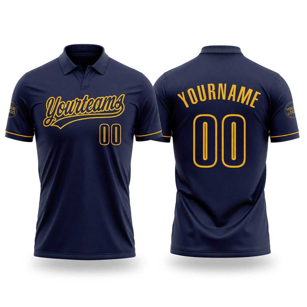 Custom Navy Navy-Gold Performance Vapor Golf Polo Shirt