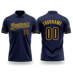 Custom Navy Navy-Gold Performance Vapor Golf Polo Shirt