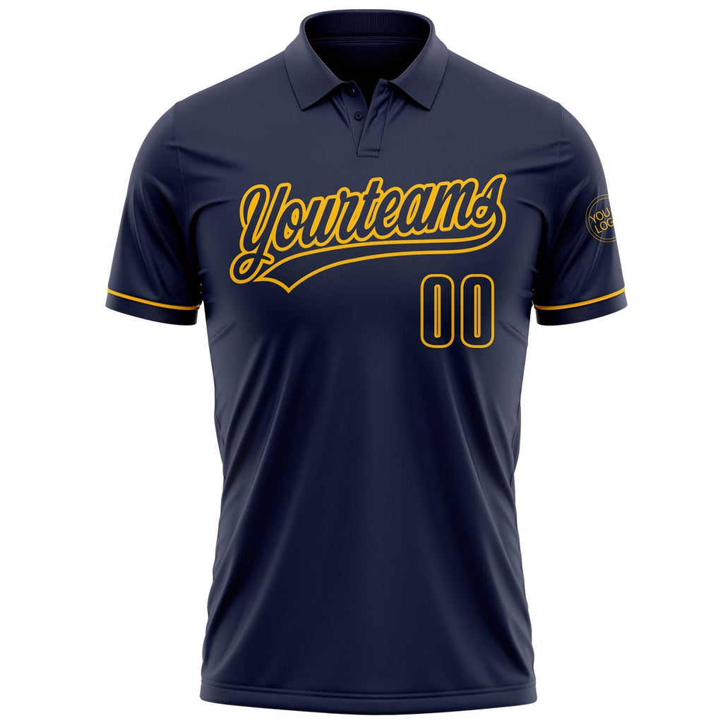 Custom Navy Navy-Gold Performance Vapor Golf Polo Shirt photo 2