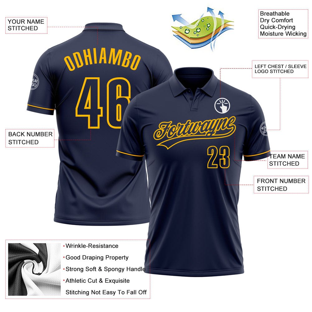Custom Navy Navy-Gold Performance Vapor Golf Polo Shirt photo 3