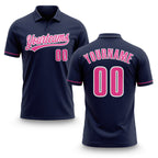Custom Navy Pink-White Performance Vapor Golf Polo Shirt