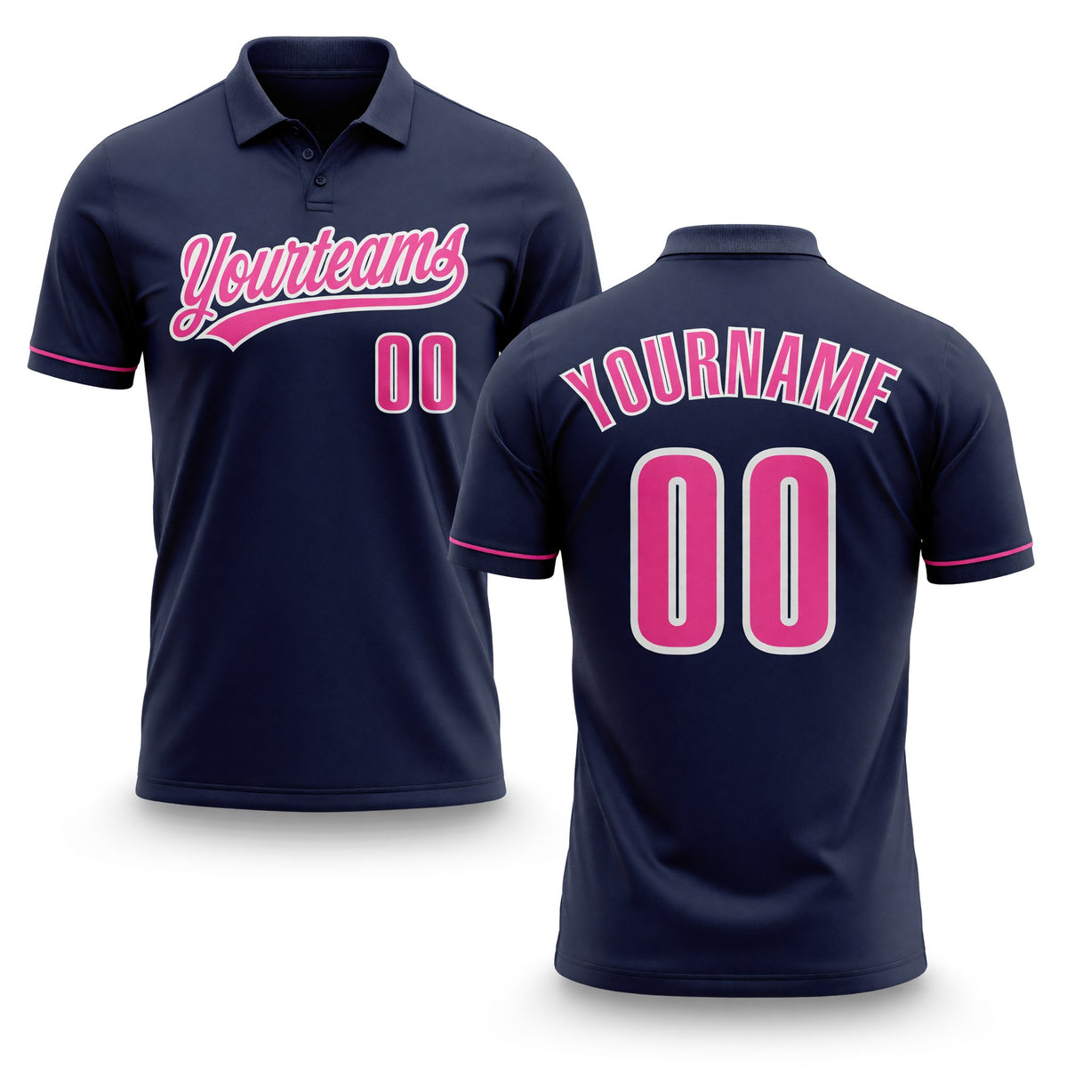 Custom Navy Pink-White Performance Vapor Golf Polo Shirt