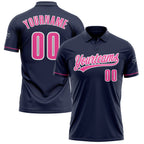 Custom Navy Pink-White Performance Vapor Golf Polo Shirt photo 1