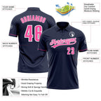 Custom Navy Pink-White Performance Vapor Golf Polo Shirt photo 3