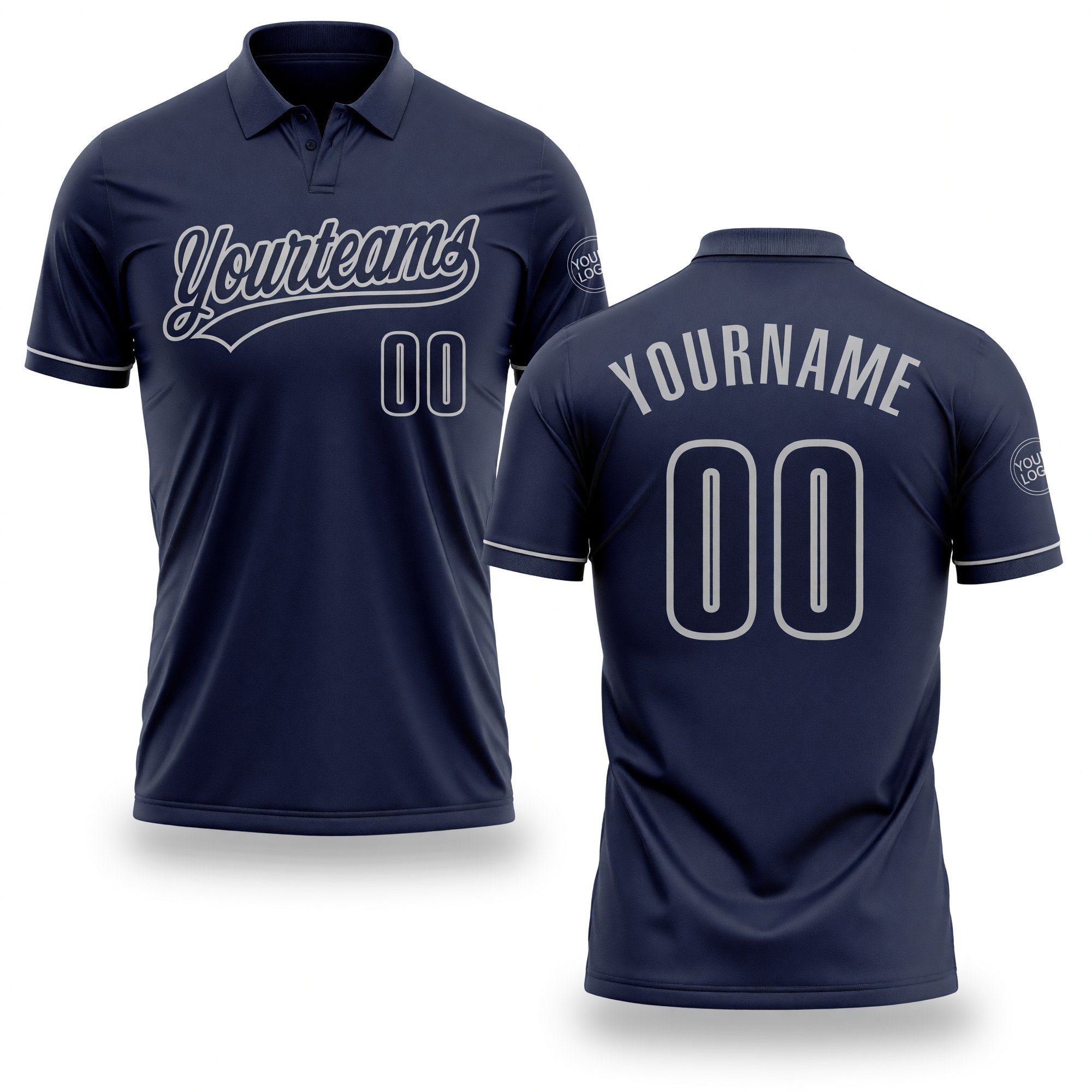 Custom Navy Navy-Gray Performance Vapor Golf Polo Shirt
