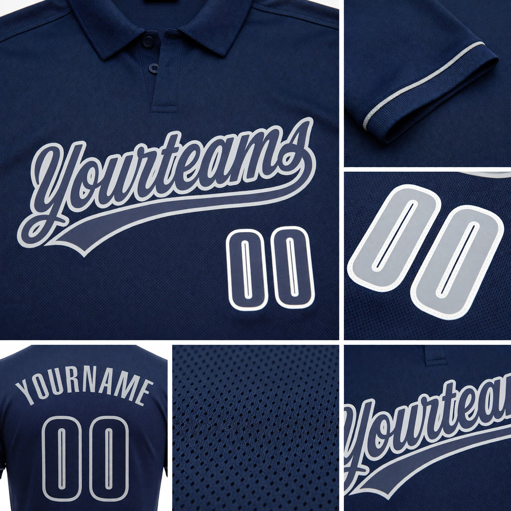 Custom Navy Navy-Gray Performance Vapor Golf Polo Shirt detail