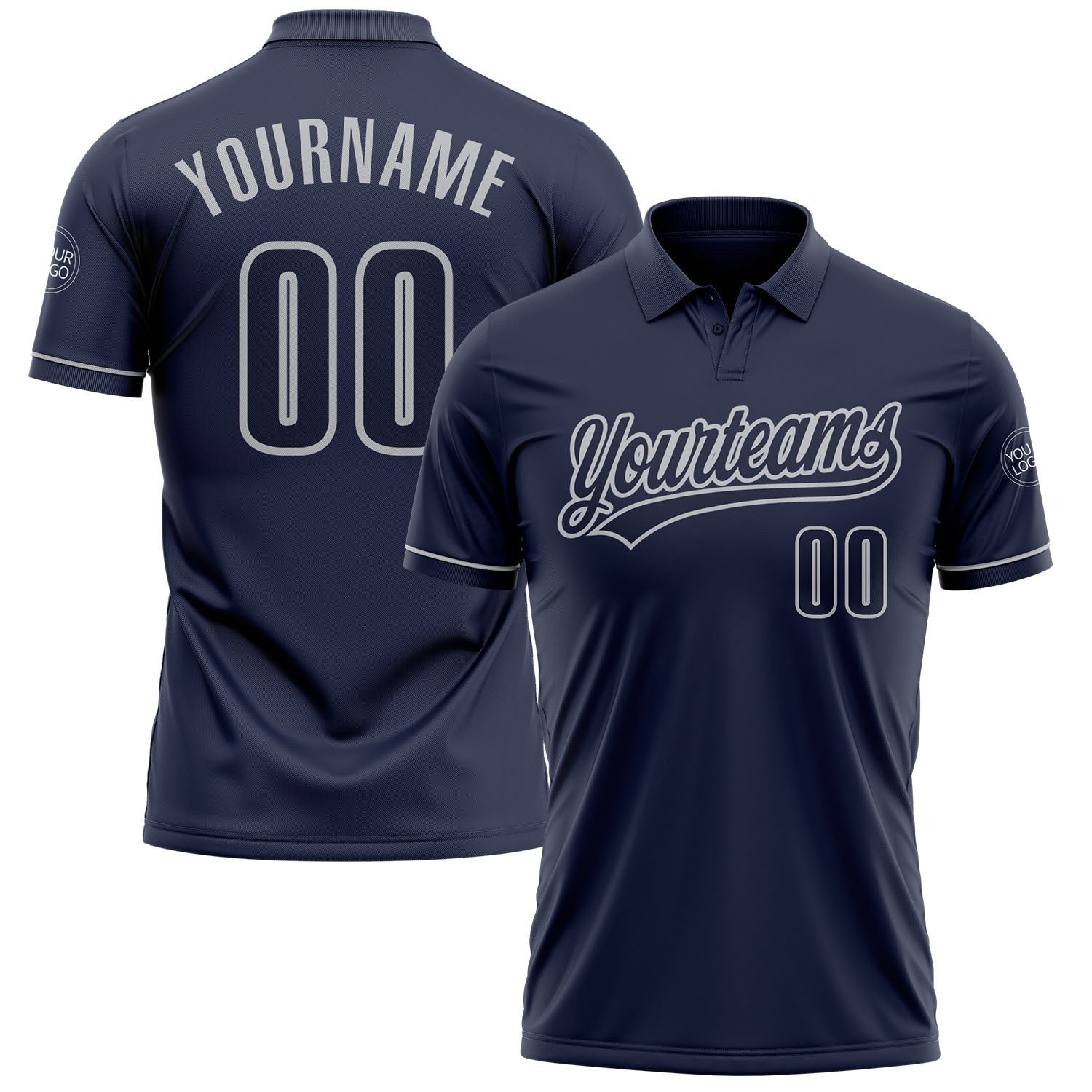 Custom Navy Navy-Gray Performance Vapor Golf Polo Shirt photo 1