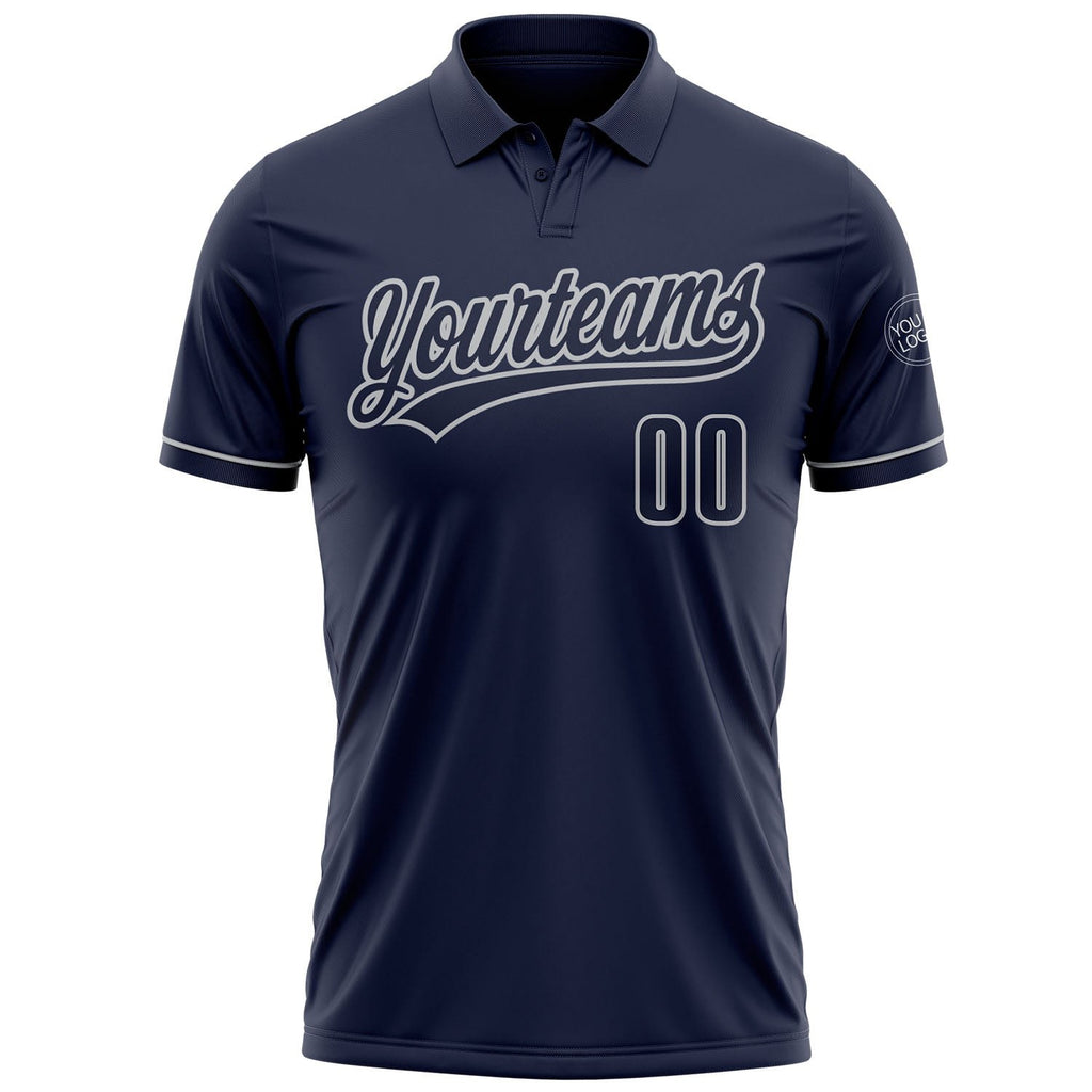 Custom Navy Navy-Gray Performance Vapor Golf Polo Shirt photo 2
