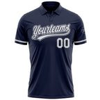 Custom Navy White-Gray Performance Vapor Golf Polo Shirt photo 2