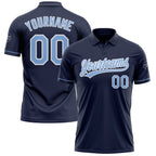 Custom Navy Light Blue-White Performance Vapor Golf Polo Shirt photo 1