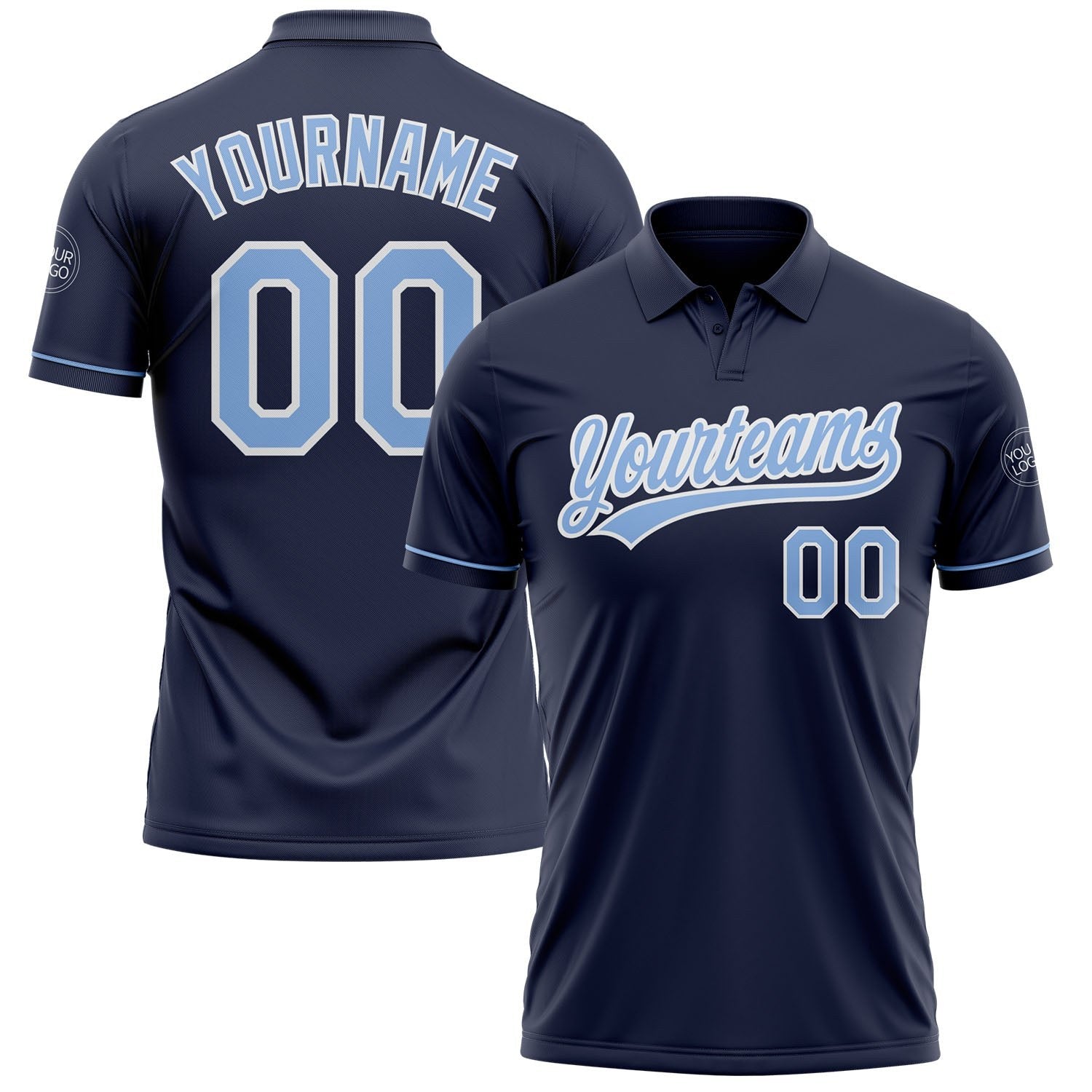 Custom Navy Light Blue-White Performance Vapor Golf Polo Shirt photo 1