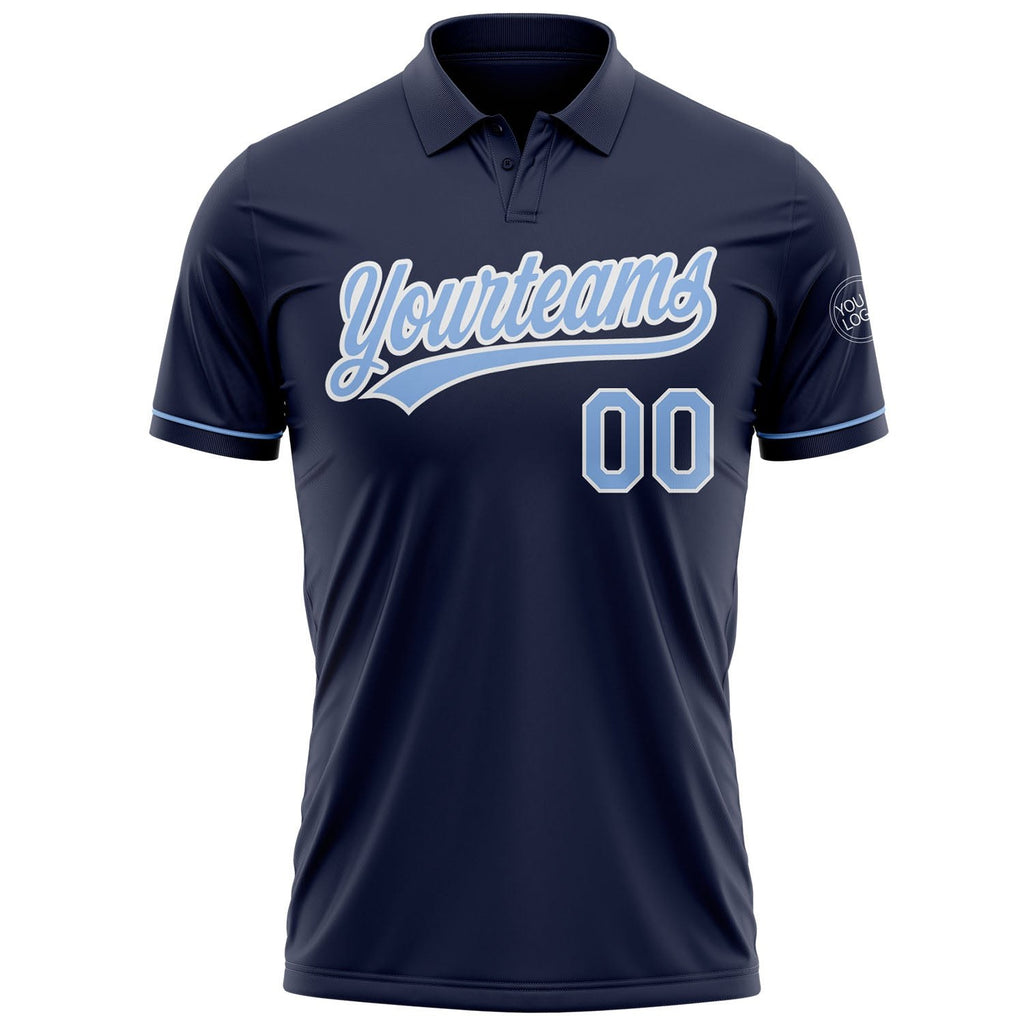 Custom Navy Light Blue-White Performance Vapor Golf Polo Shirt photo 2