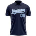 Custom Navy Light Blue-White Performance Vapor Golf Polo Shirt photo 2
