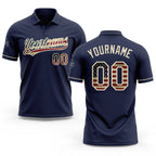 Custom Navy Vintage USA Flag-Cream Performance Vapor Golf Polo Shirt
