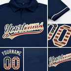 Custom Navy Vintage USA Flag-Cream Performance Vapor Golf Polo Shirt detail
