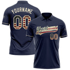 Custom Navy Vintage USA Flag-Cream Performance Vapor Golf Polo Shirt photo 1