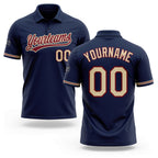 Custom Navy City Cream-Crimson Performance Vapor Golf Polo Shirt